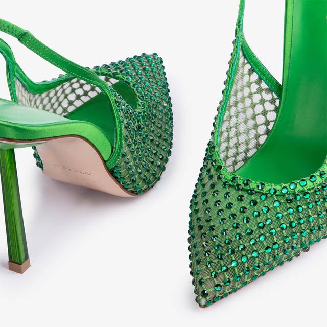 Le Silla Slingback Gioiello Rete Verde Emerald