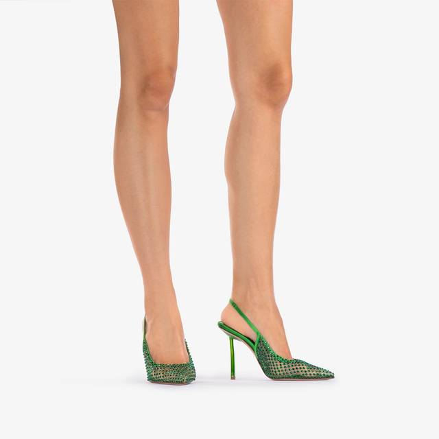 Le Silla Slingback Gioiello Rete Verde Emerald