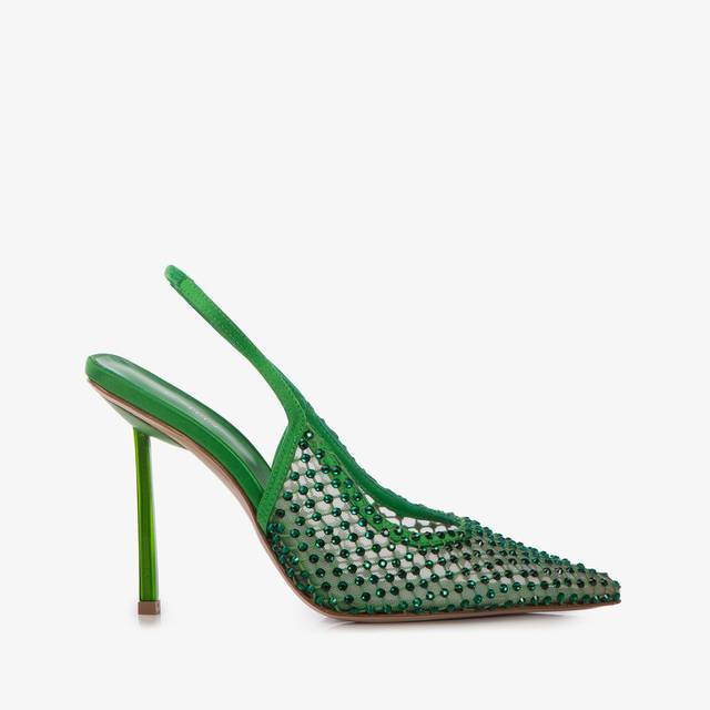 Le Silla Slingback gioiello rete verde emerald