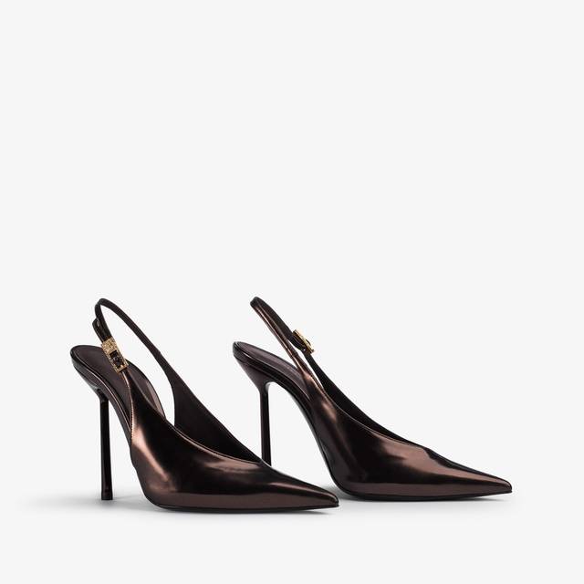 Le Silla Slingback Metallizzata Marrone Fondente