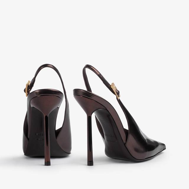 Le Silla Slingback Metallizzata Marrone Fondente