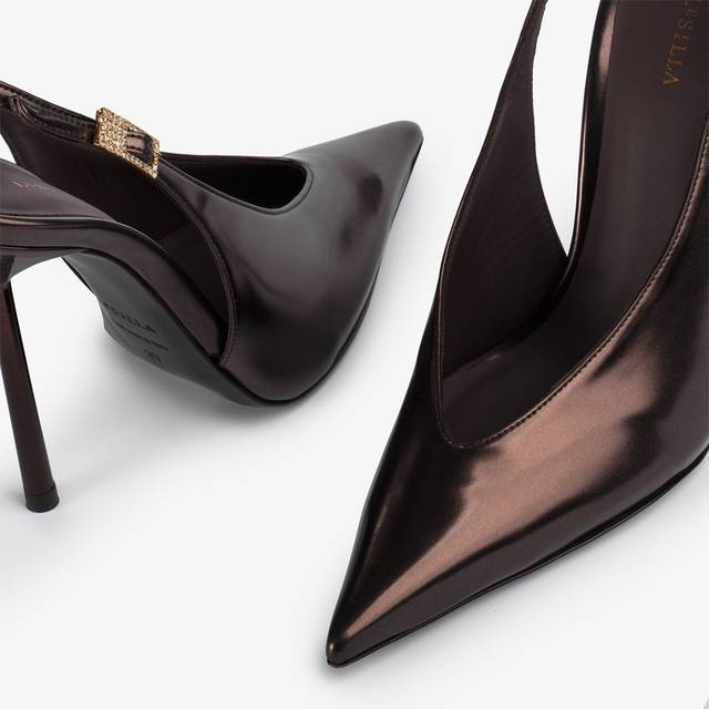 Le Silla Slingback Metallizzata Marrone Fondente