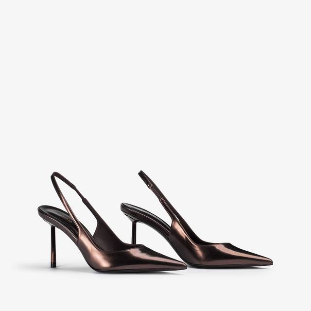 Le Silla Slingback Metallizzata Marrone Fondente