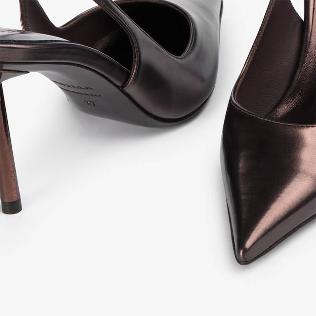 Le Silla Slingback Metallizzata Marrone Fondente