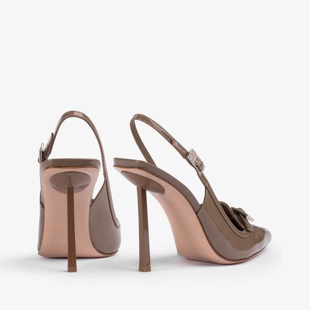 Le Silla Slingback Mocassino Vernice Grigio Sesamo