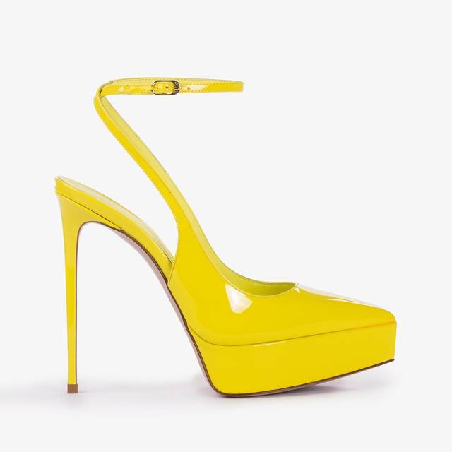 Le Silla Slingback plateau vernice gialla stella