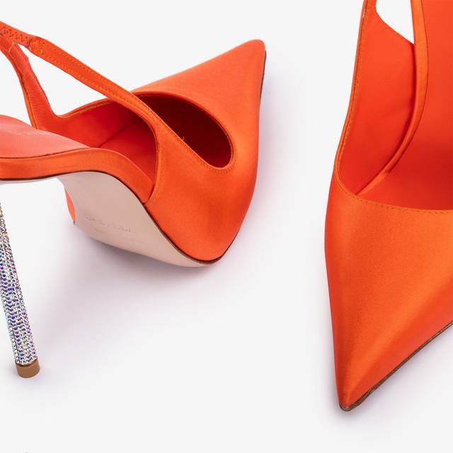 Le Silla Slingback Raso Arancione Mandarin