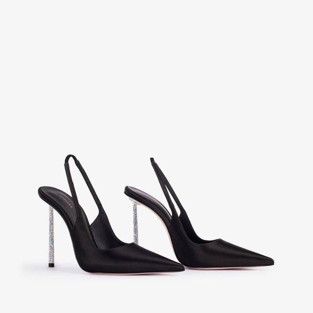Le Silla Slingback Raso Nero