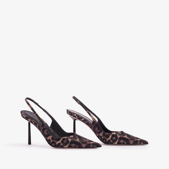 Le Silla Slingback Raso Stampa Leopardata