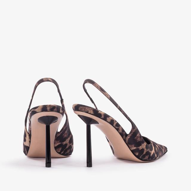 Le Silla Slingback Raso Stampa Leopardata
