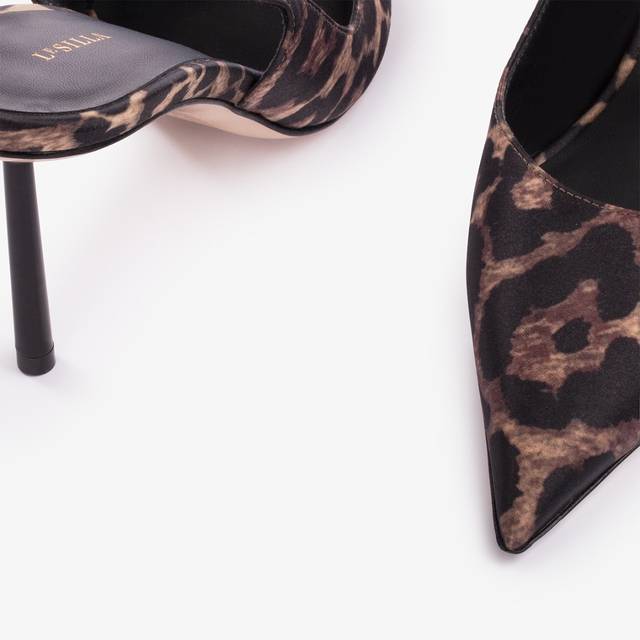 Le Silla Slingback Raso Stampa Leopardata