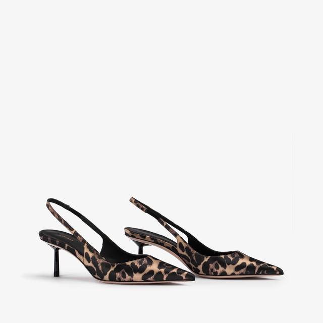 Le Silla Slingback Raso Stampa Leopardata