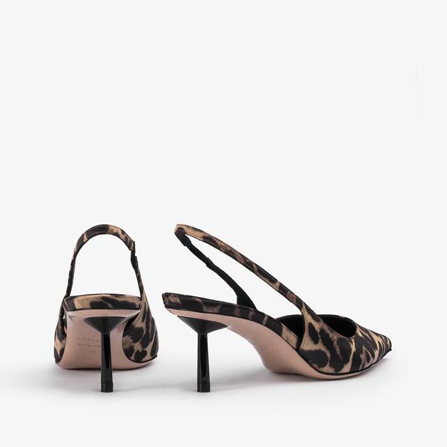 Le Silla Slingback Raso Stampa Leopardata