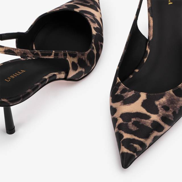 Le Silla Slingback Raso Stampa Leopardata