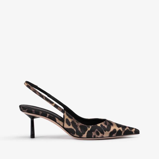 Le Silla Slingback raso stampa leopardata