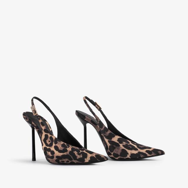 Le Silla Slingback Raso Stampa Leopardata