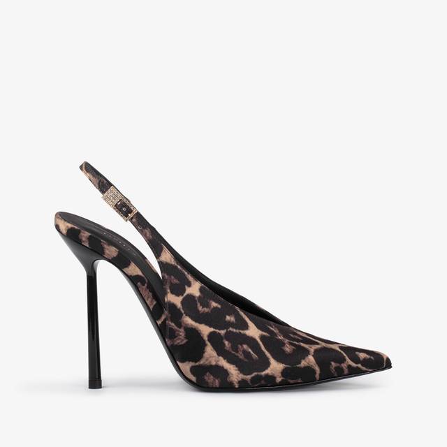 Le Silla Slingback raso stampa leopardata