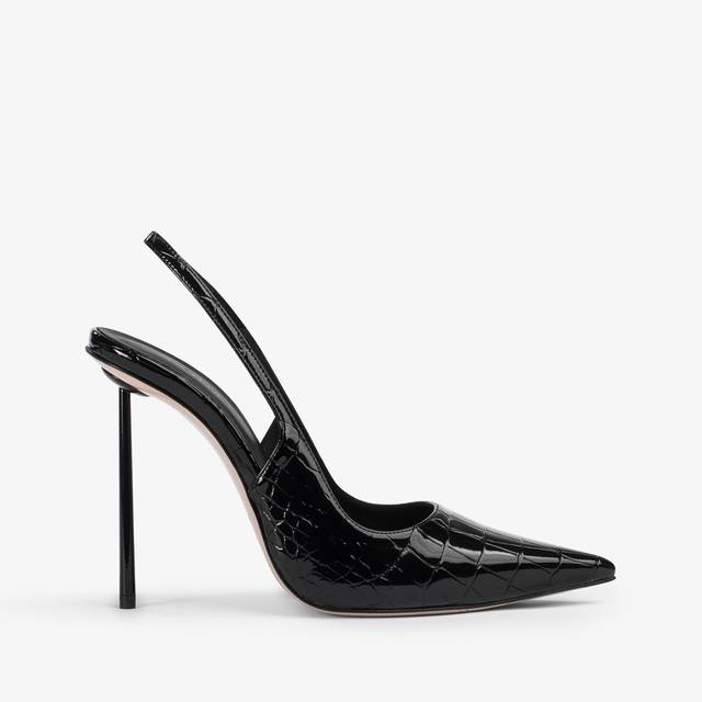 Le Silla Slingback stampa cocco nera