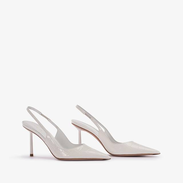 Le Silla Slingback Stampa Coccodrillo Bianca Carta
