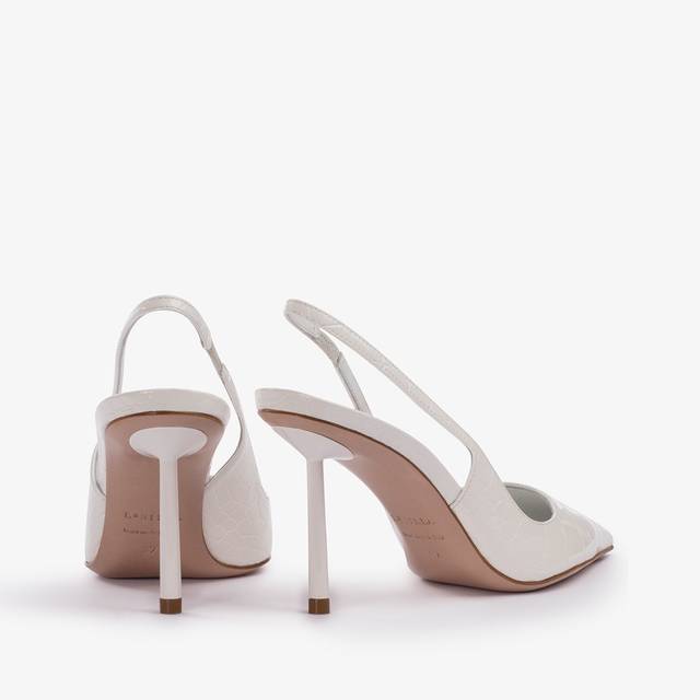 Le Silla Slingback Stampa Coccodrillo Bianca Carta