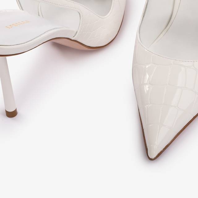 Le Silla Slingback Stampa Coccodrillo Bianca Carta