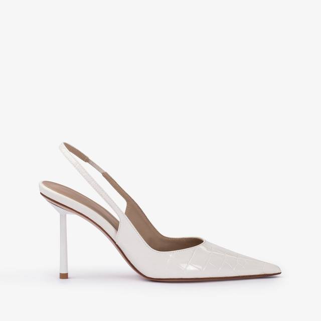 Le Silla Slingback stampa coccodrillo bianca carta