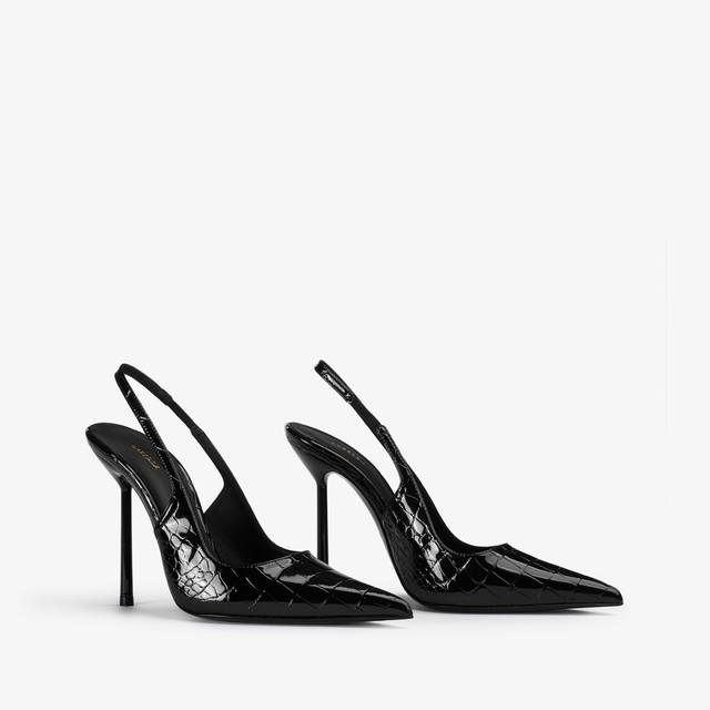 Le Silla Slingback Stampa Coccodrillo Nera