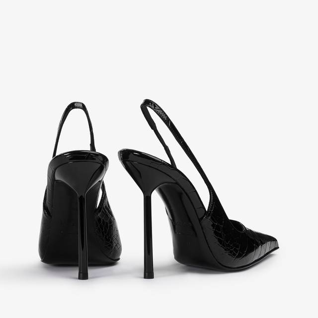 Le Silla Slingback Stampa Coccodrillo Nera