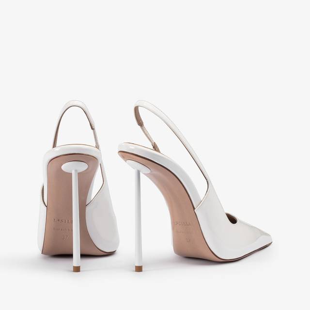 Le Silla Slingback Vernice Bianca Carta