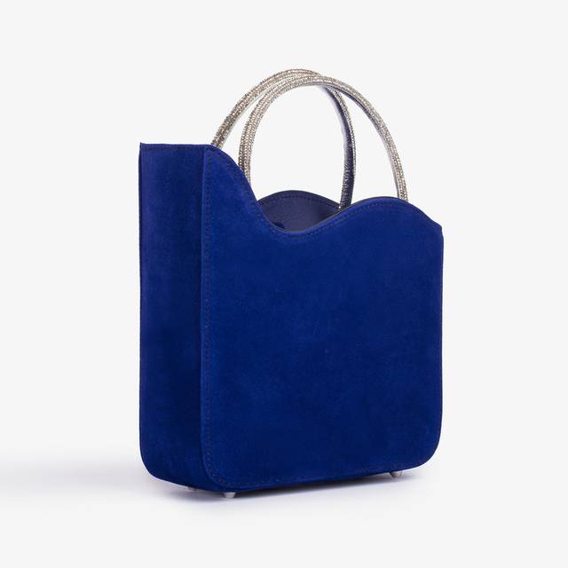 Le Silla Small Bag Camoscio Blu Lazuli E Cristalli