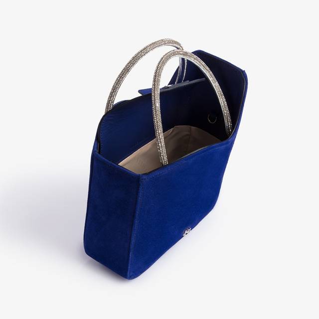 Le Silla Small Bag Camoscio Blu Lazuli E Cristalli