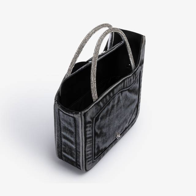 Le Silla Small Bag Denim Nero E Cristalli