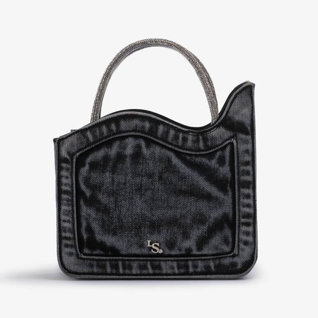 Le Silla Small bag denim nero e Cristalli