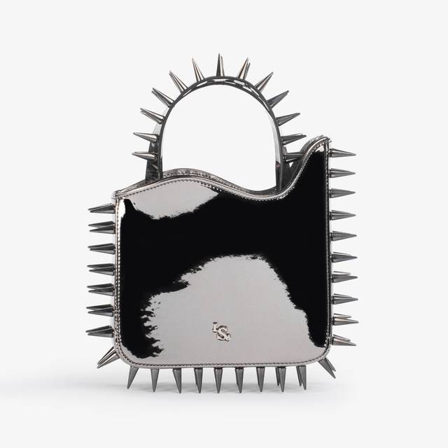 Le Silla Small bag metallizzata peltro con borchie