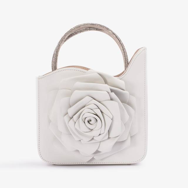 Le Silla Small bag pelle bianca carta e Cristalli