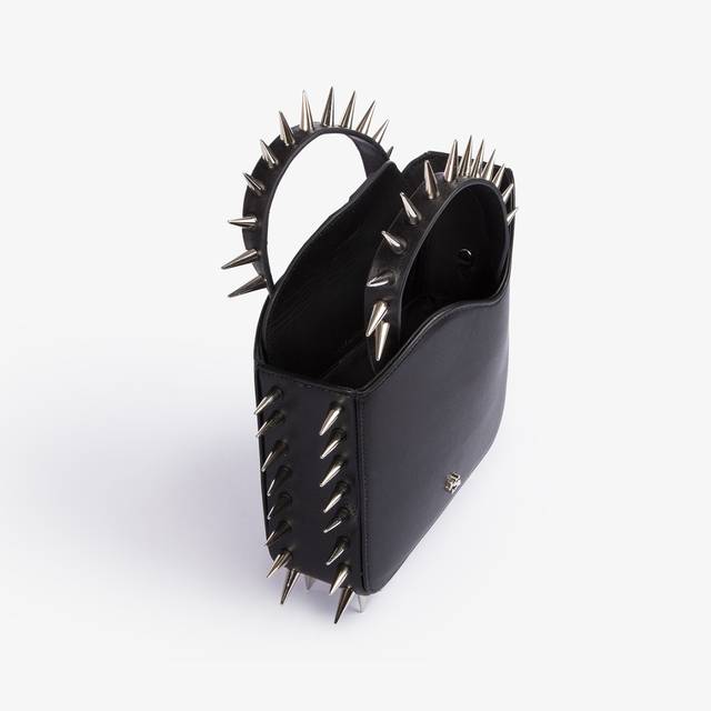 Le Silla Small Bag Pelle Nera Con Borchie Argento