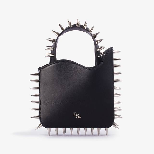 Le Silla Small bag pelle nera con borchie argento
