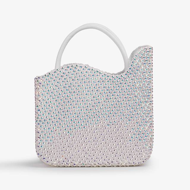 Le Silla Small bag raso bianca con Cristalli