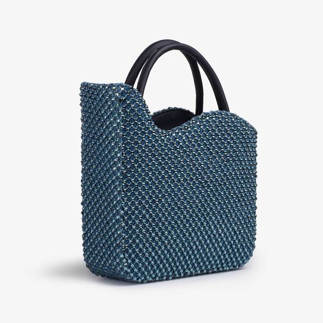 Le Silla Small Bag Raso Blu Denim Con Cristalli