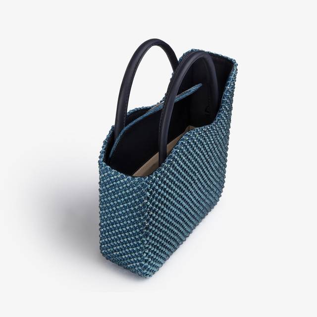 Le Silla Small Bag Raso Blu Denim Con Cristalli