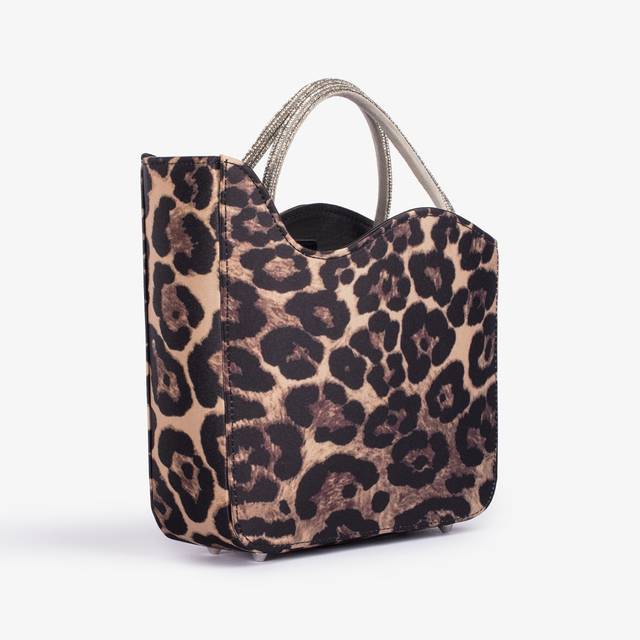 Le Silla Small Bag Raso Leopardato E Cristalli