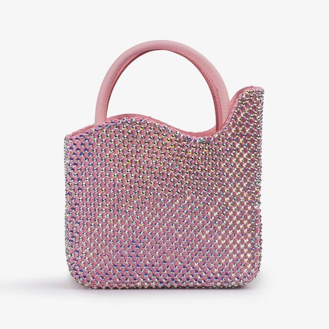 Le Silla Small bag raso rosa dea con Cristalli