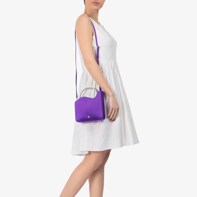 Le Silla Small Bag Raso Viola Kamala E Cristalli