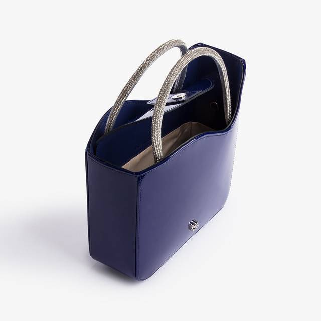 Le Silla Small Bag Vernice Blu Lazuli E Cristalli