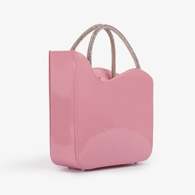 Le Silla Small Bag Vernice Rosa Dea Con Cristalli