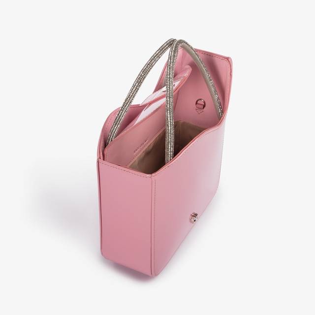 Le Silla Small Bag Vernice Rosa Dea Con Cristalli