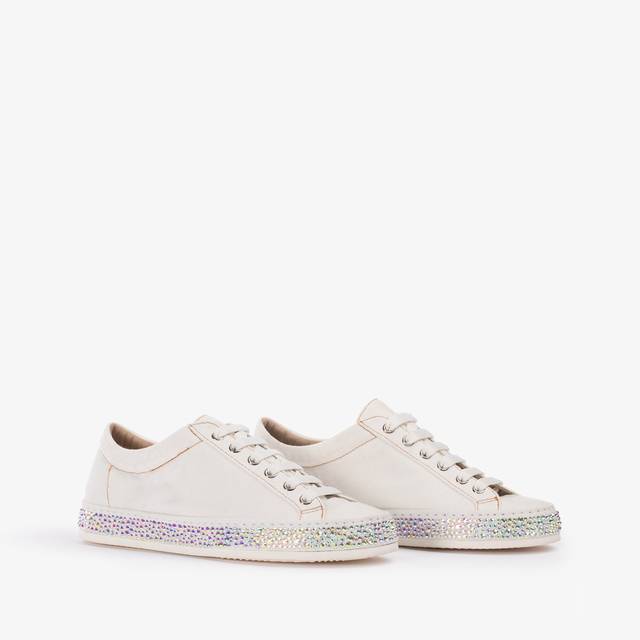 Le Silla Sneaker Denim Bianca Carta Con Cristalli