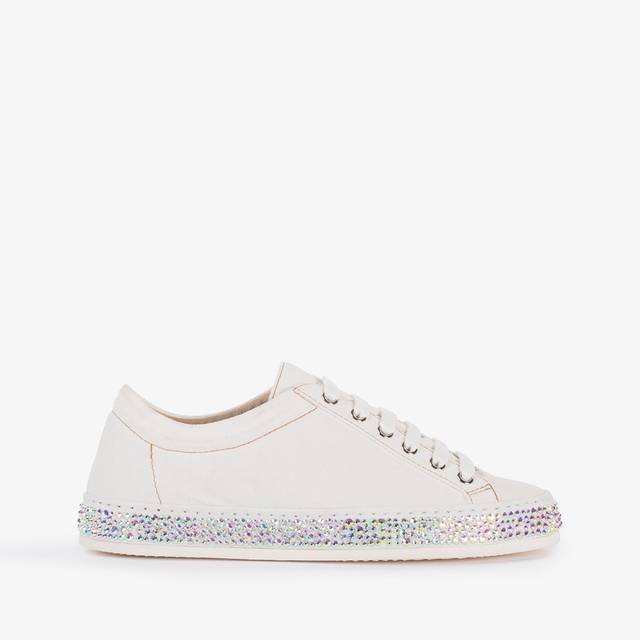 Le Silla Sneaker denim bianca carta con Cristalli