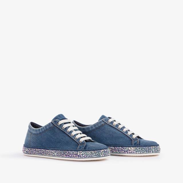 Le Silla Sneaker Denim Blu Con Cristalli