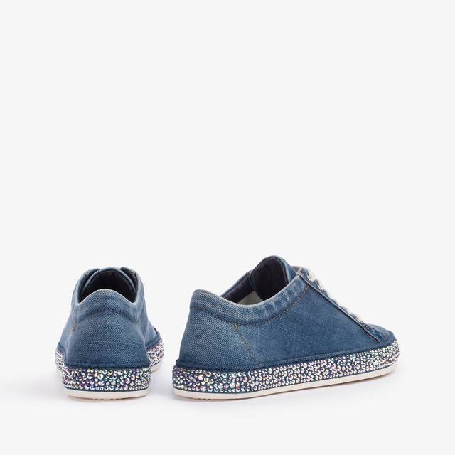 Le Silla Sneaker Denim Blu Con Cristalli
